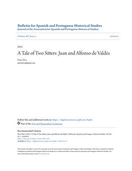 A Tale of Two Sitters: Juan and Alfonso De Valdã©S
