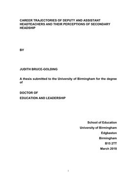 Career Trajectories of Deputy and Assistant Headteachers and Their Perceptions of Secondary Headship