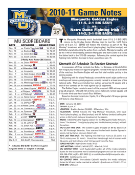 2010-11 MU MBB Game Notes