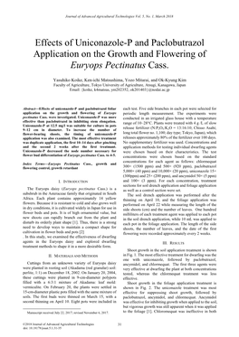 Effects of Uniconazole-P and Paclobutrazol Application on the Growth and Flowering of Euryops Pectinatus Cass