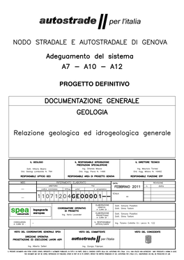 Spea – Ufficio Geologia I INDICE 1. INTRODUZIONE