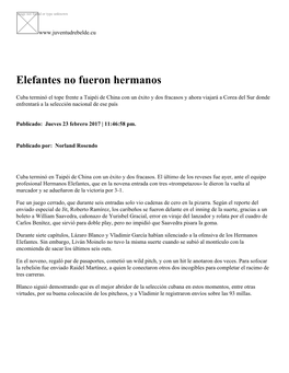 Elefantes No Fueron Hermanos