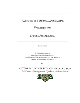 Patterns of Temporal and Spatial Variability of Sponge Assemblages