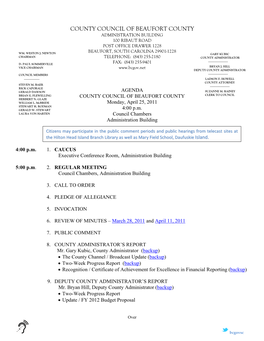 County Council of Beaufort County Administration Building 100 Ribaut Road Post Office Drawer 1228 Beaufort, South Carolina 29901-1228 Wm