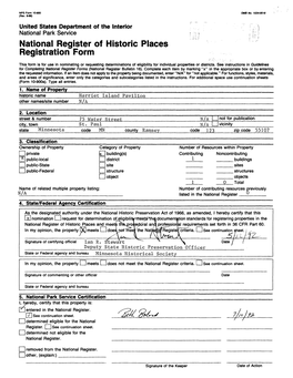 National Register of Historic Places Continuation Sheet Harriet Island Pavilion St