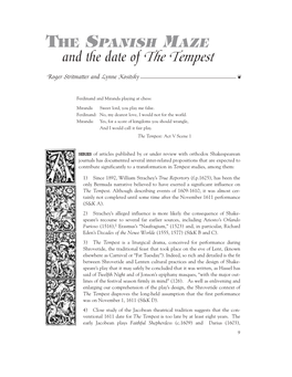 THE SPANISH MAZE and the Date of the Tempest