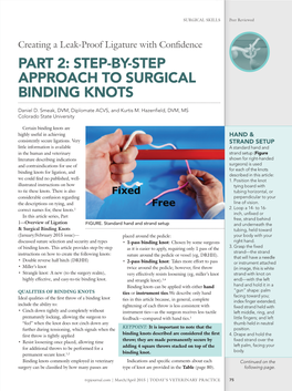 PART 2: STEP-BY-STEP APPROACH to SURGICAL BINDING KNOTS Daniel D