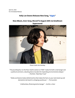 Kelly Lee Owens Releases New Song, “​Night​”