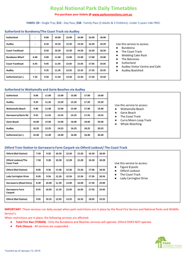 Royal National Park Daily Timetables Pre-Purchase Your Tickets @ ​