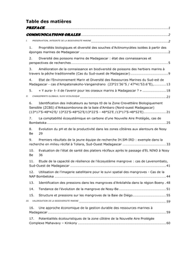 Table Des Matières PREFACE