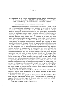 ( 105 ) V.—Distribution of the Cells in the Intermedio-Lateral Tract of The