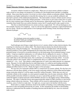 Simple Molecular Orbitals - Sigma and Pi Bonds in Molecules