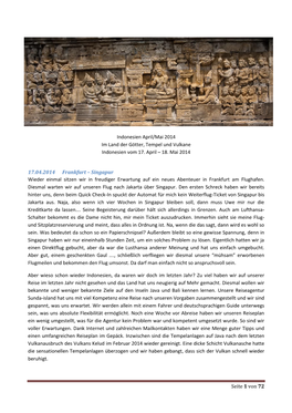 Seite 1 Von 72 Indonesien April/Mai 2014 Im Land Der Götter, Tempel Und Vulkane Indonesien Vom 17. April