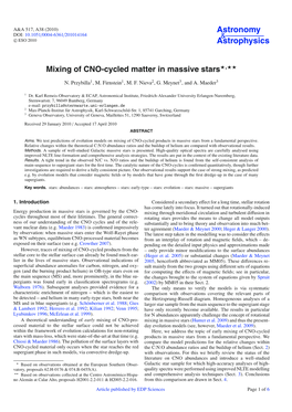 Mixing of CNO-Cycled Matter in Massive Stars�,