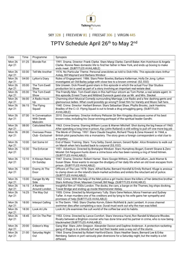 TPTV Schedule April 26Th to May 2Nd