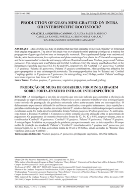 Production of Guava Mini-Grafted on Intra Or Interspecific Rootstock1