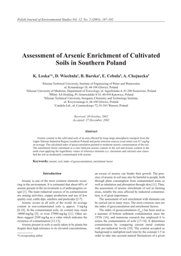 Assessment of Arsenic Enrichment of Cultivated Soils in Southern Poland