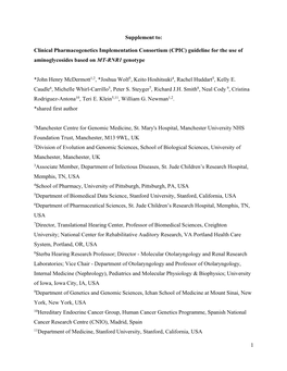 1 Supplement To: Clinical Pharmacogenetics Implementation Consortium (CPIC) Guideline for the Use of Aminoglycosides Based on MT