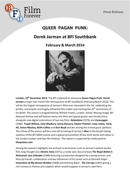 QUEER PAGAN PUNK: Derek Jarman at BFI Southbank