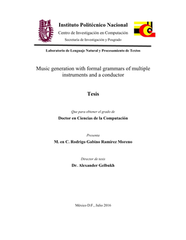 Instituto Politécnico Nacional Music Generation with Formal Grammars Of