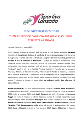 Tutte Le Sfide Dei Campionati Italiani Assoluti Di Staffetta a Lanzada