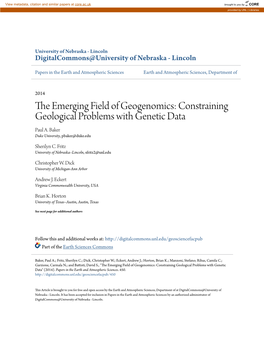 The Emerging Field of Geogenomics: Constraining Geological Problems with Genetic Data