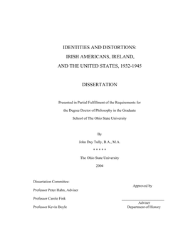 Irish Americans, Ireland, and the United States, 1932-1945 Dissertation