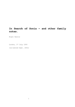 In Search of Sonia 2