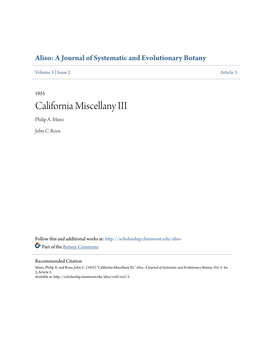 California Miscellany III Philip A