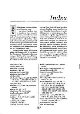 Oldfaced Page Numbers Indicate Ries (Eg, Tom