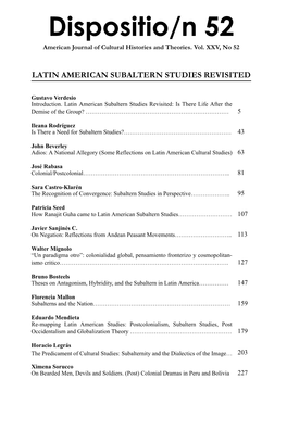 Dispositio/N 52 American Journal of Cultural Histories and Theories