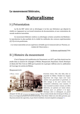 Naturalisme I-) Présentation