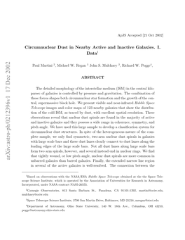 Circumnuclear Dust in Nearby Active and Inactive Galaxies. I. Data