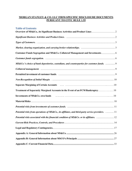 MORGAN STANLEY & CO. LLC FIRM-SPECIFIC DISCLOSURE DOCUMENTS PURSUANT to CFTC RULE 1.55 Table of Contents