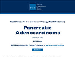 (NCCN Guidelines®) Pancreatic Adenocarcinoma Version 1.2015