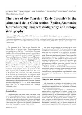 Early Jurassic) in the Almonacid De La Cuba Section (Spain)