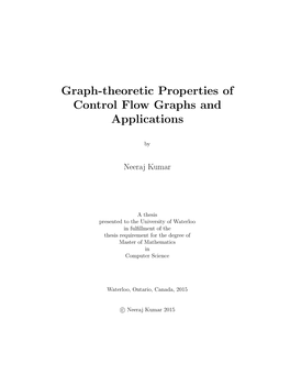 Graph-Theoretic Properties of Control Flow Graphs and Applications