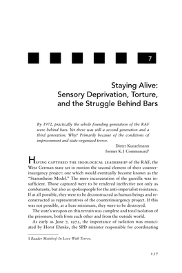 Sensory Deprivation, Torture, and the Struggle Behind Bars