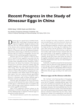 Recent Progress in the Study of Dinosaur Eggs in China