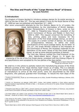 The Dies and Proofs of the “Large Hermes Head” of Greece by Louis Fanchini