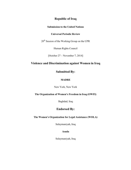 Violence and Discrimination Against Women in Iraq.Pdf