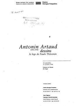 Dossier De Presse Antonin Artaud, Dessins, Le Legs