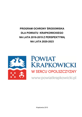 Program Ochrony Środowiska Dla Powiatu Krapkowickiego Na Lata 2016-2019 Z Perspektywą Na Lata 2020-2023