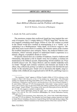 JONAH and LEVIATHAN Inner-Biblical Allusions and the Problem with Dragons