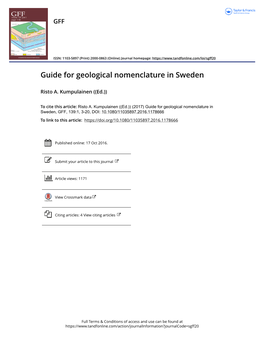 Guide for Geological Nomenclature in Sweden