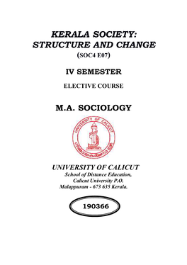 Kerala Society: Structure and Change (Soc4 E07)