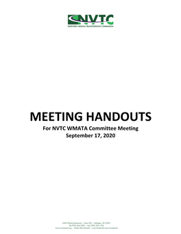 MEETING HANDOUTS for NVTC WMATA Committee Meeting September 17, 2020