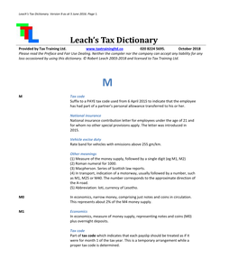 Tax Dictionary M