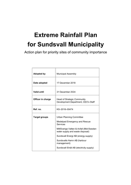 Extreme Rainfall Plan for Sundsvall Municipality Action Plan for Priority Sites of Community Importance