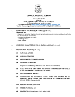 Council Meeting Agenda May 4, 2021